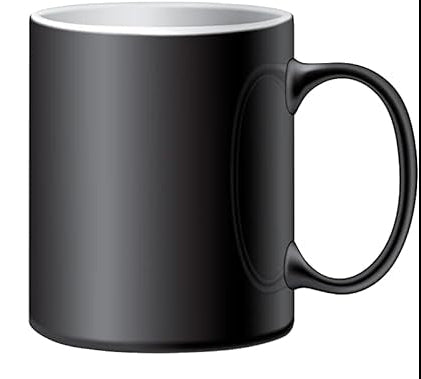 Custom 15oz heat-sensitive color changing coffee mug personalized with custom photo or design.