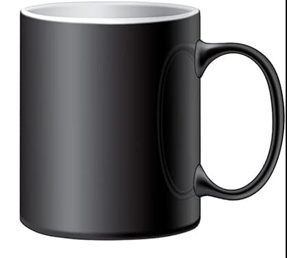Custom 15oz heat-sensitive color changing coffee mug personalized with custom photo or design.