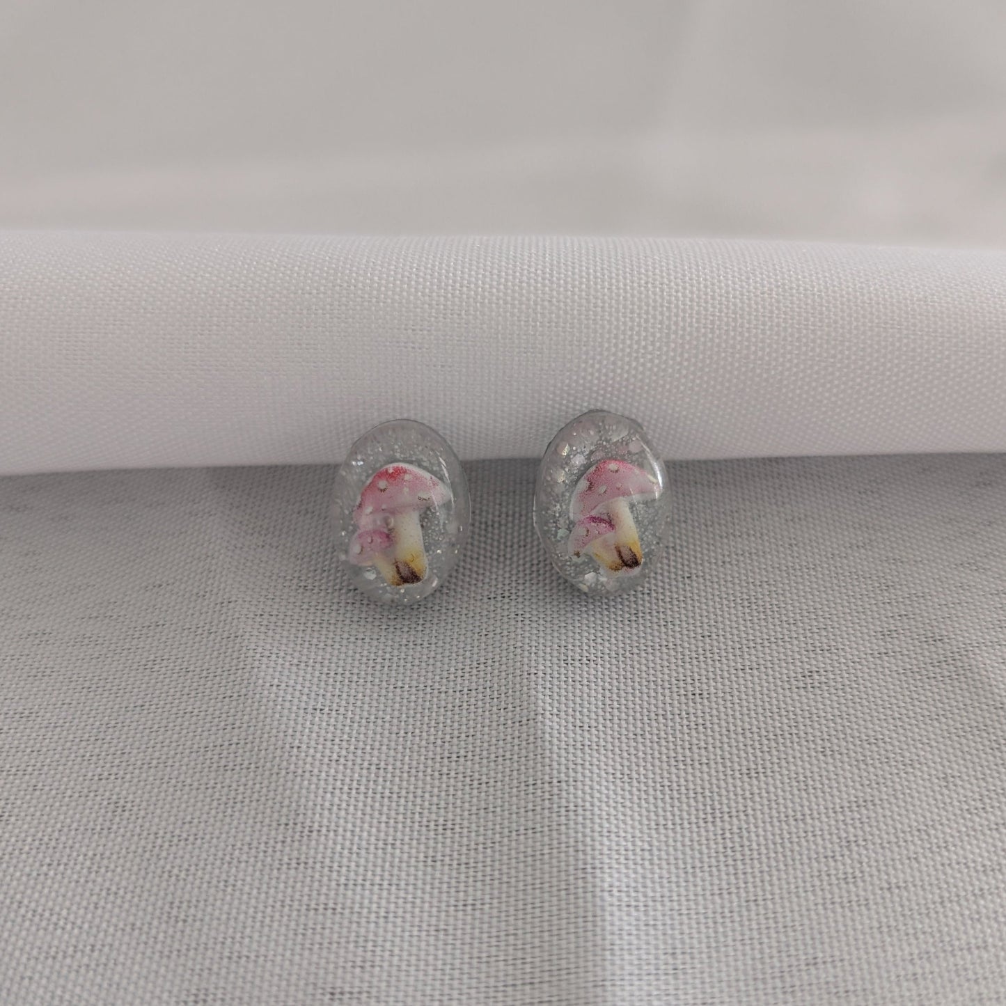 Earrings - Pink Mushroom Resin studs