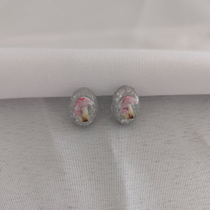 Earrings - Pink Mushroom Resin studs