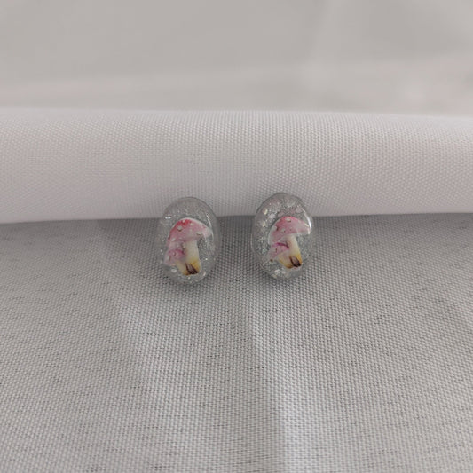 Earrings - Pink Mushroom Resin studs