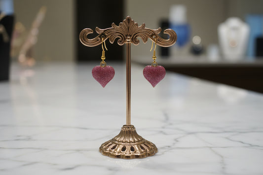 Earrings - Glitter gold plated heart on hook