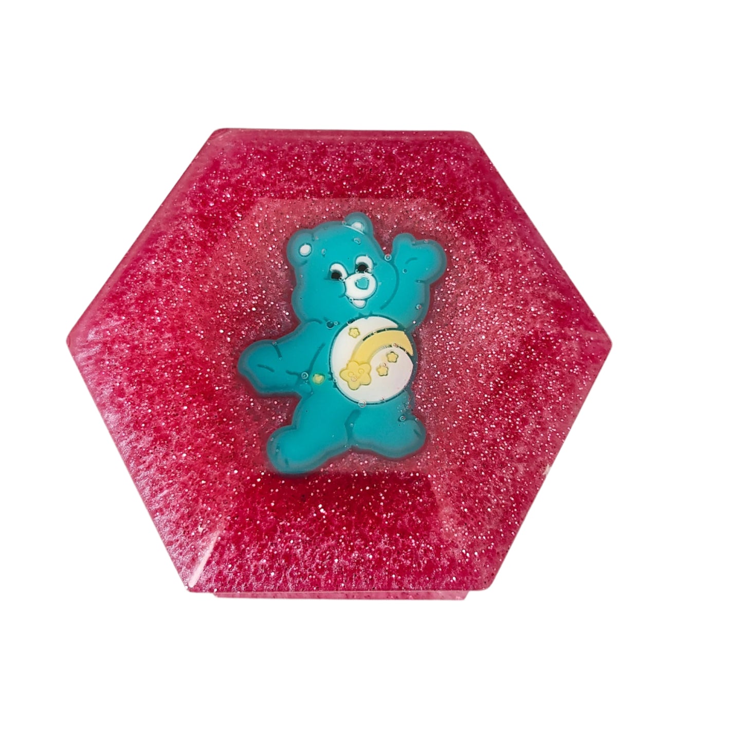 Add a touch of whimsy to your jewelry collection with our Knickknack Resin Hexagon Jewelry Box. The character lid adds a playful element to your storage, while the resin material ensures durability and protection for your precious pieces. Keep your jewelry safe and organized with this unique and charming box.