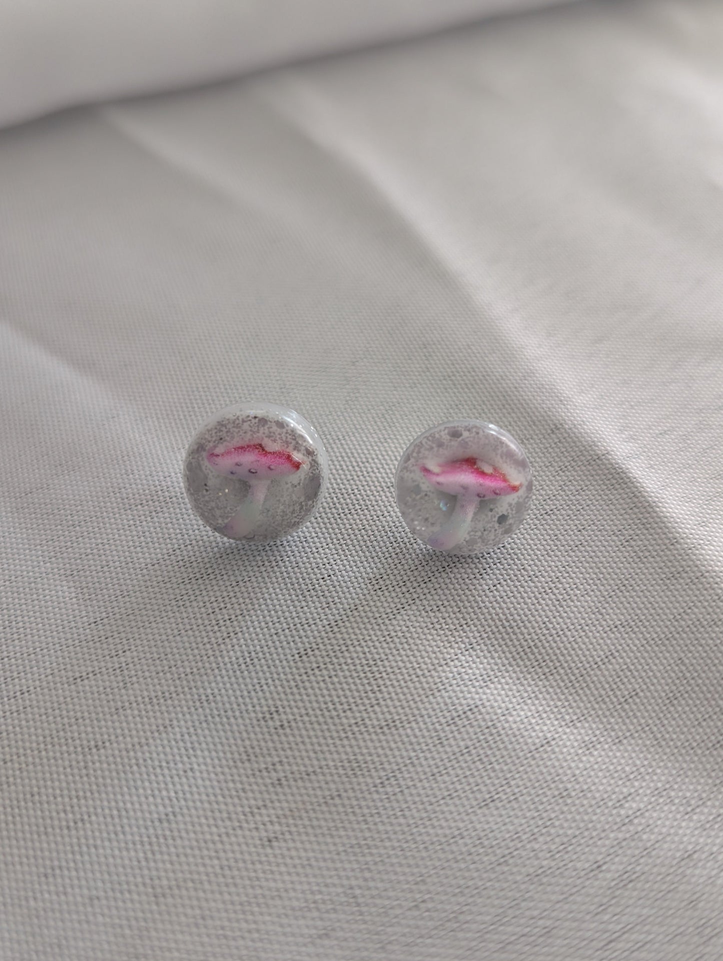Earrings - Pink Mushroom Resin studs