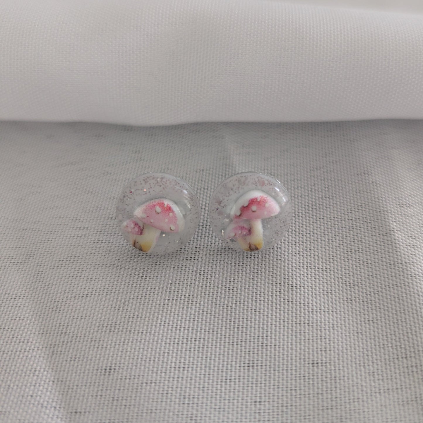 Earrings - Pink Mushroom Resin studs