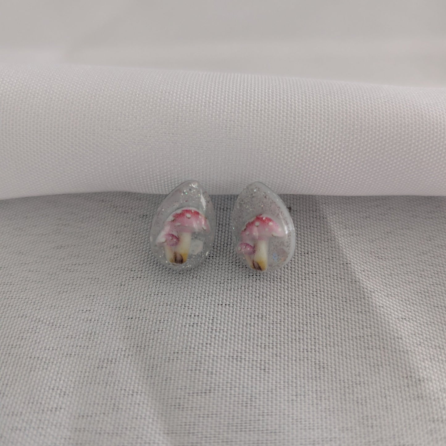 Earrings - Pink Mushroom Resin studs