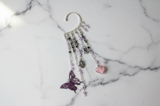 Non-Pierced Chain Ear Cuff - Butterfly, Hamsa Evil Eye and Heart Wrap Earring