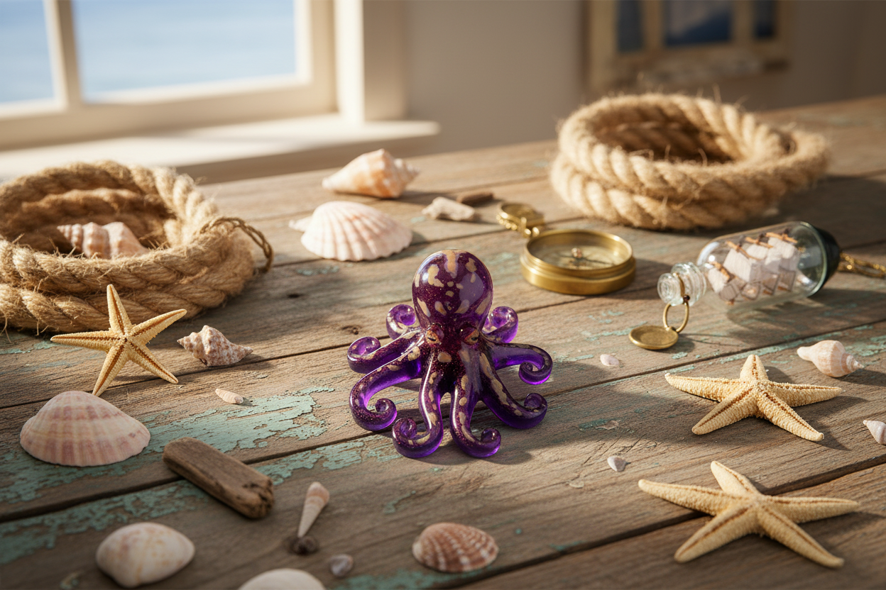 Perk up your decor with this Resin Small Octopus! This whimsical creature is just waiting to liven up your shelves, tables, or windowsills. With eight arms and a charming face, it's sure to be a conversation starter with its unique blend of cute and quirky! Get yours today and add some "squishy" fun to your home!