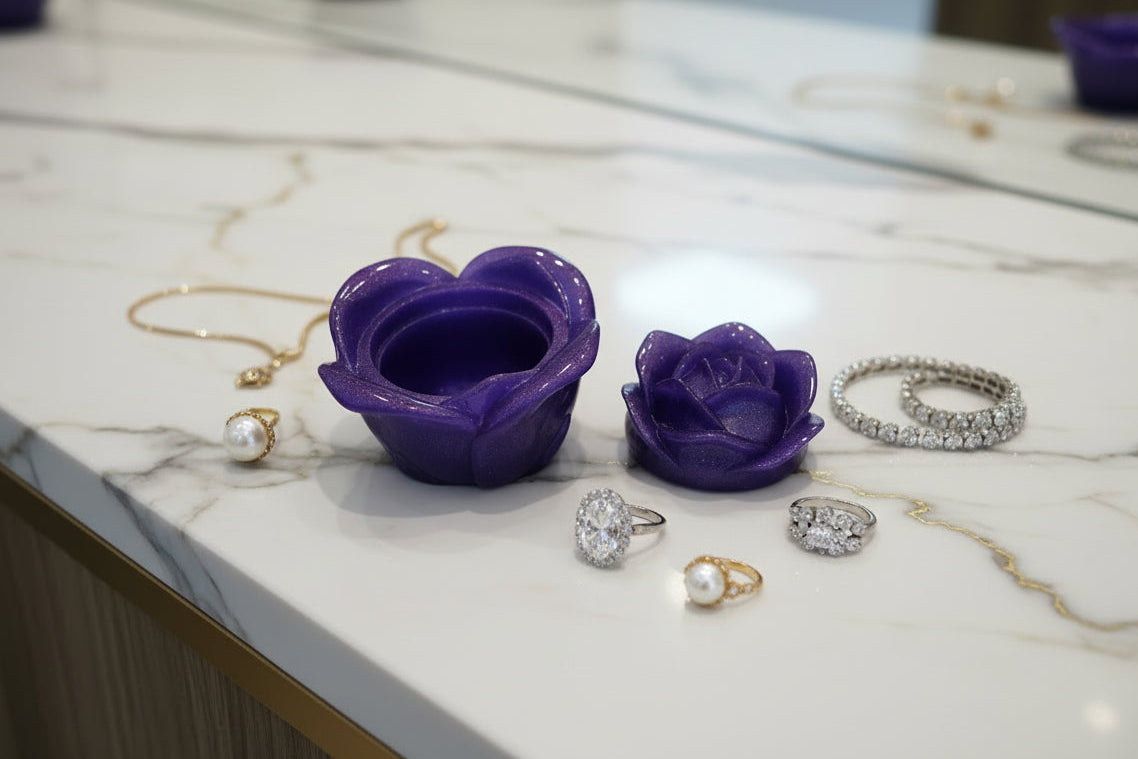 Elevate your space with this charming Knickknack - Resin rose trinket. Its intricate design and delicate details make it the perfect addition to your home decor. Keep your small treasures safe in its lidded compartment. A beautiful and functional piece that adds a touch of elegance to any room.