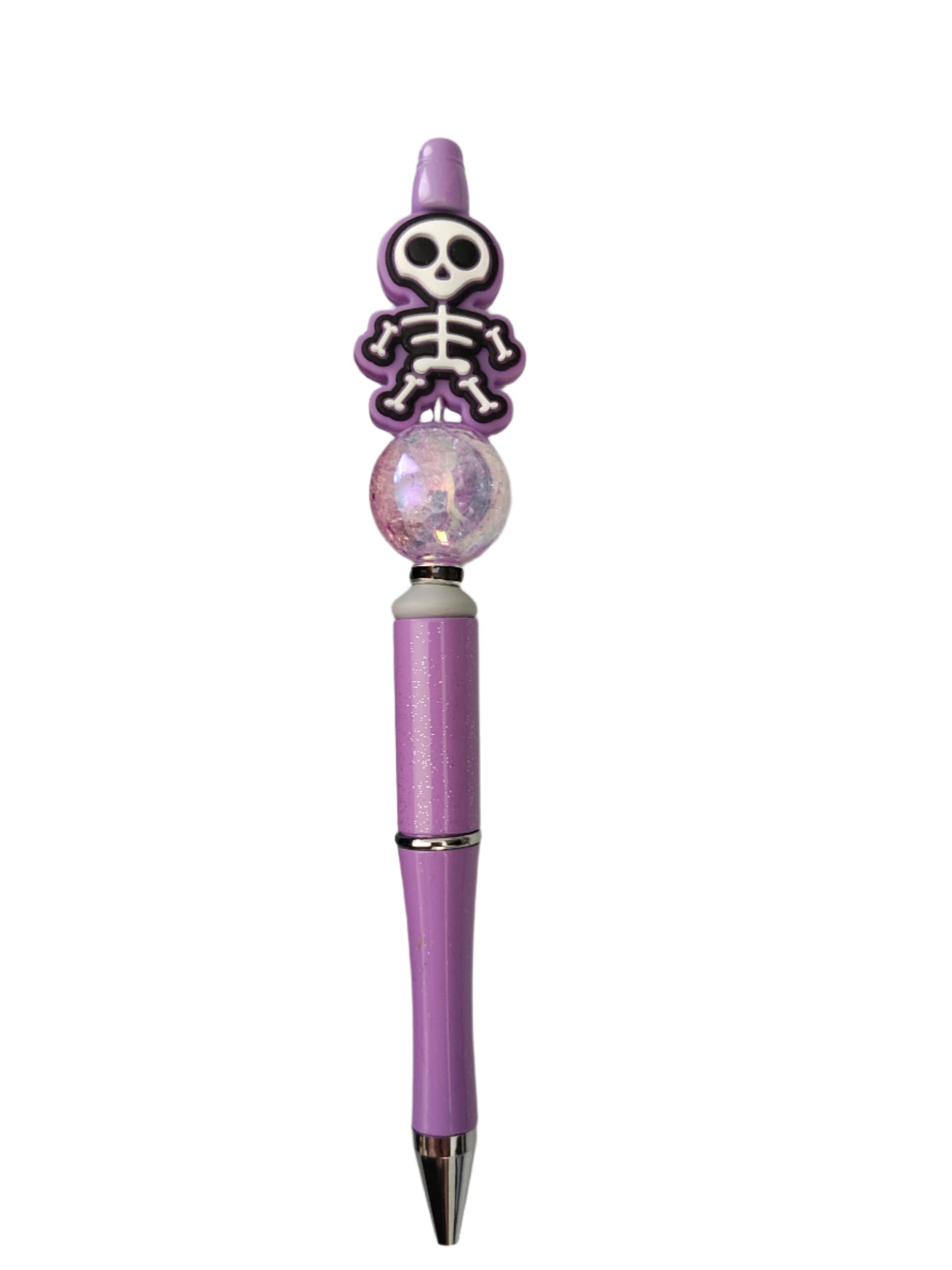 Pen - Skeleton silicon beaded acrylic pen (black ink)