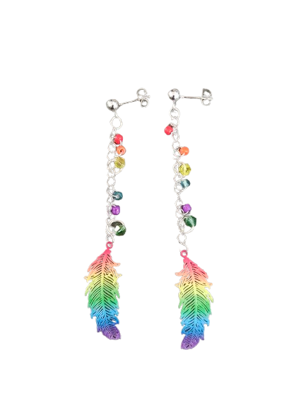 Inspire with our Filigree feather earrings. Made with stainless steel chains and delicate seed beads, these earrings feature intricate filigree feathers on ball post studs. Lightweight and elegant, perfect for any occasion. Elevate your style now!