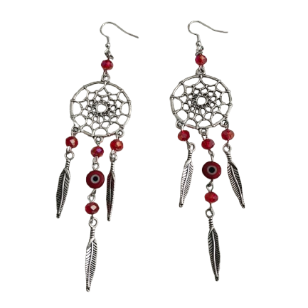 Embrace your inner free-spirit with our beautiful dream catcher earrings! Adorned with a protective evil eye and delicate beads, these earrings will bring positive energy and ward off negative vibes. Perfect for adding a touch of bohemian charm to any outfit. Get yours today and catch your dreams!
