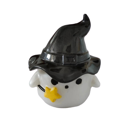 Unleash your spooky side with our resin ghost trinket, complete with a charming hat lid! Perfect for storing small treasures, this ghostly little trinket adds a touch of whimsy to any room. A must-have for any Halloween enthusiast!