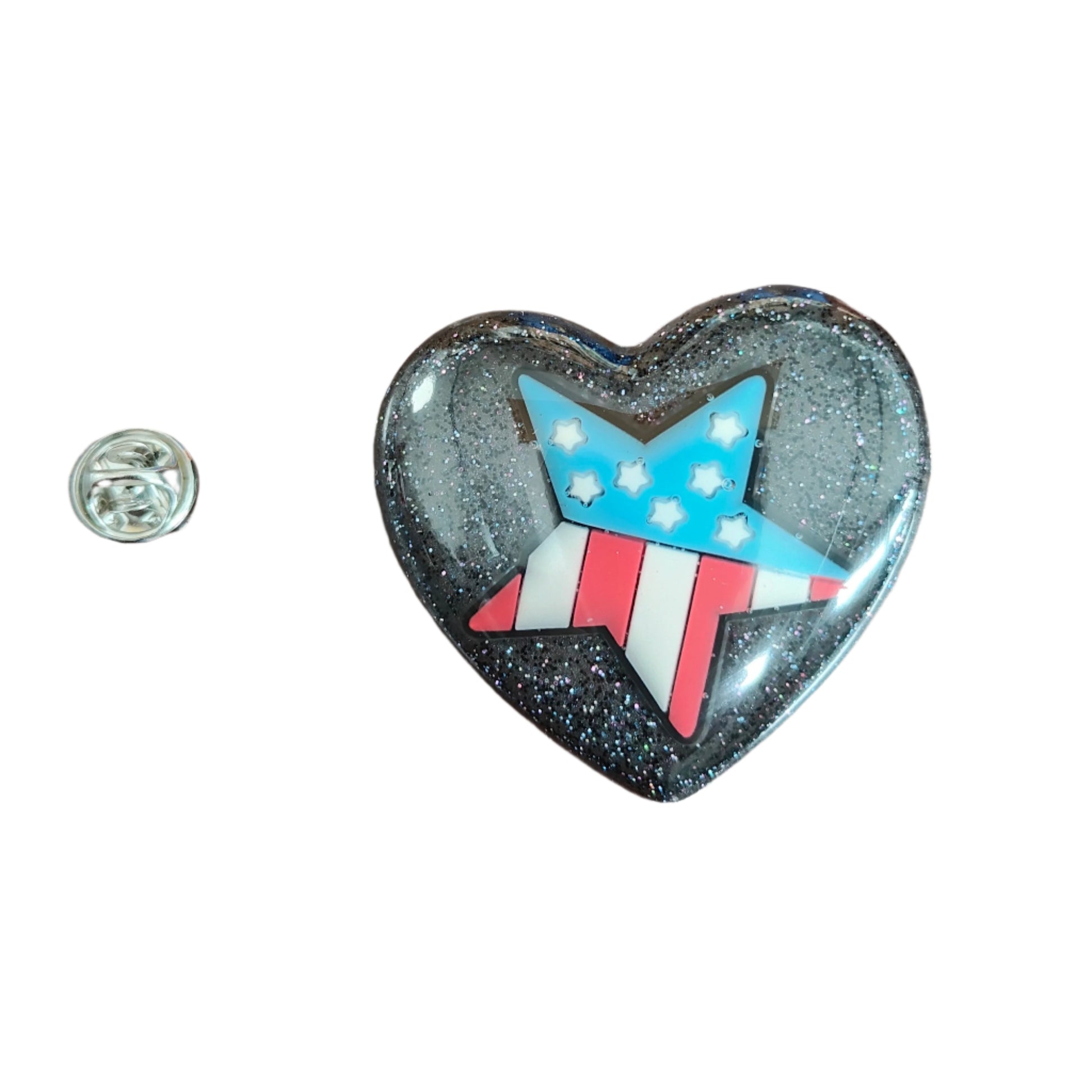 This Pin features a 3D Heart design made of high-quality resin and completed with a silver butterfly clutch. Add a touch of love and charm to any outfit with this unique accessory. Perfect for showing off your style and making a statement.