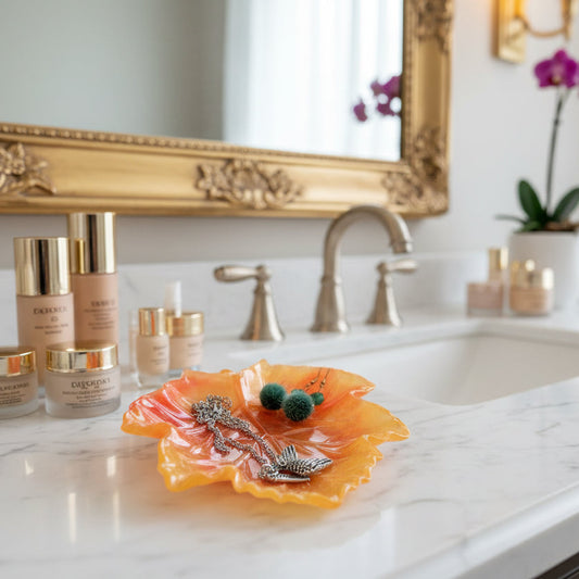Elevate your space with the Knickknack Resin Maple Leaf Trinket Tray. Crafted with care, its vibrant maple leaf design adds a touch of nature-inspired charm while keeping your small essentials organized. Perfect for keys, jewelry, or coins, this tray combines functionality with seasonal style, making it a must-have accent for any room.