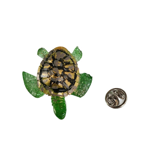 This 3D resin turtle pin is a charming addition to any outfit. The silver butterfly clutch ensures it stays securely in place. Show off your love of turtles with this unique pin!