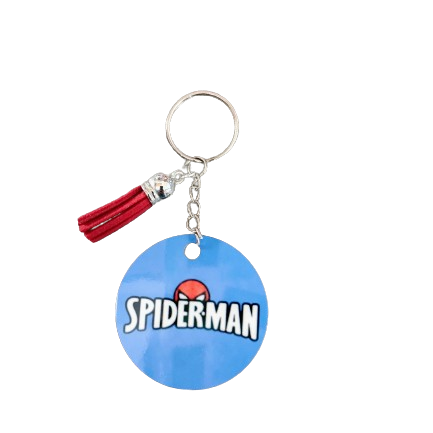 Keychain - Double sided sublimated Spiderman with acrylic tassel