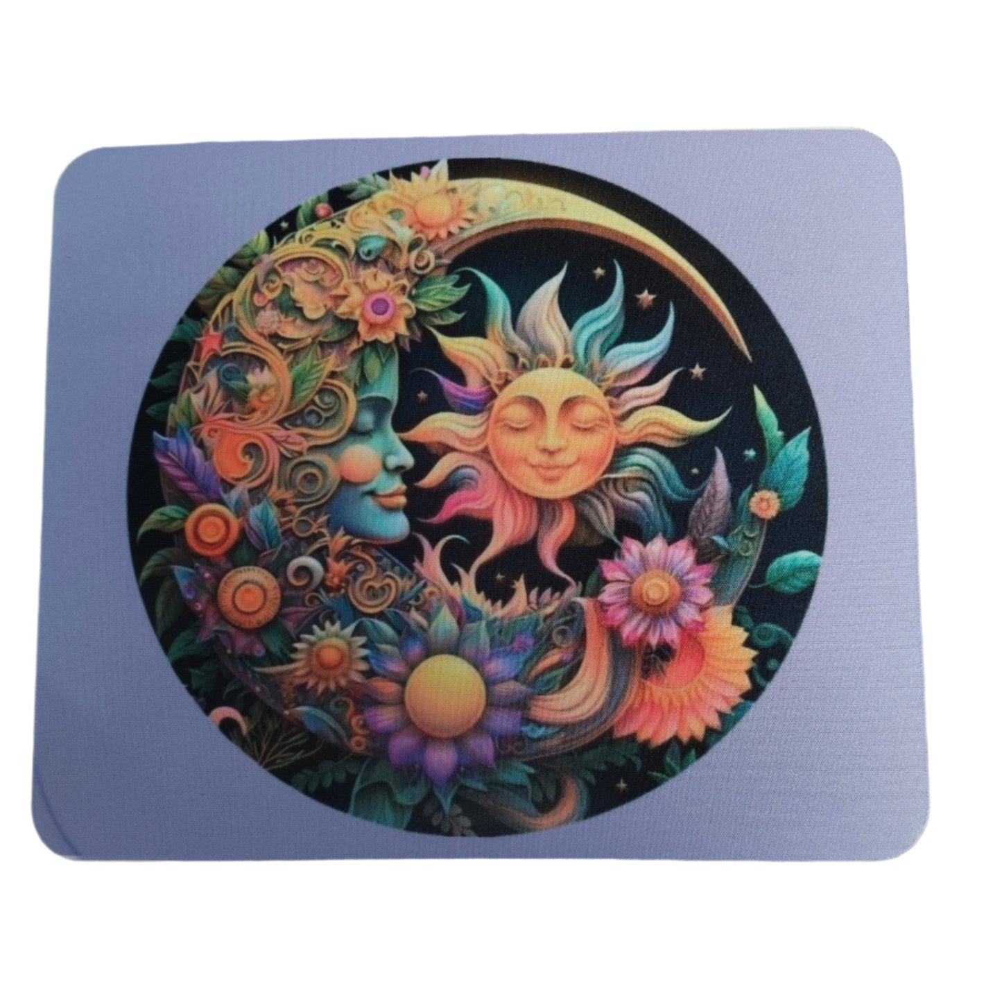 Upgrade your desktop setup with our durable Ruber mouse pad featuring a stunning Sun and Moon design. Made with high-quality rubber, this mouse pad provides maximum precision and control for your cursor. Enhance your productivity and add a touch of style to your workspace.

Works well on wired, wireless, optical, mechanical, and laser mice, Ideal for gamers, graphic designers, or anyone who uses a mouse for long sessions.