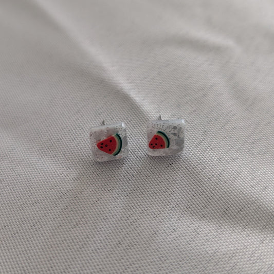 Earrings - Watermelon Resin studs