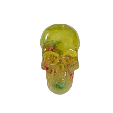 Add a unique touch to your home decor with our Knickknack - Resin small skull. Made with high-quality resin, this skull is a perfect blend of edginess and creativity. Elevate your space with this eye-catching piece that will surely spark your imagination.
