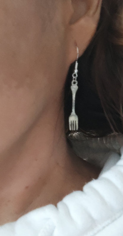 Earrings - Silver fork & spoon on silver hook