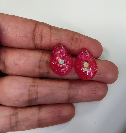 Earrings - Small resin teardrop on post