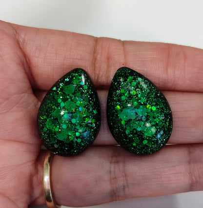 Earrings - Medium resin teardrop on post