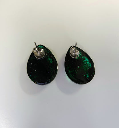 Earrings - Medium resin teardrop on post