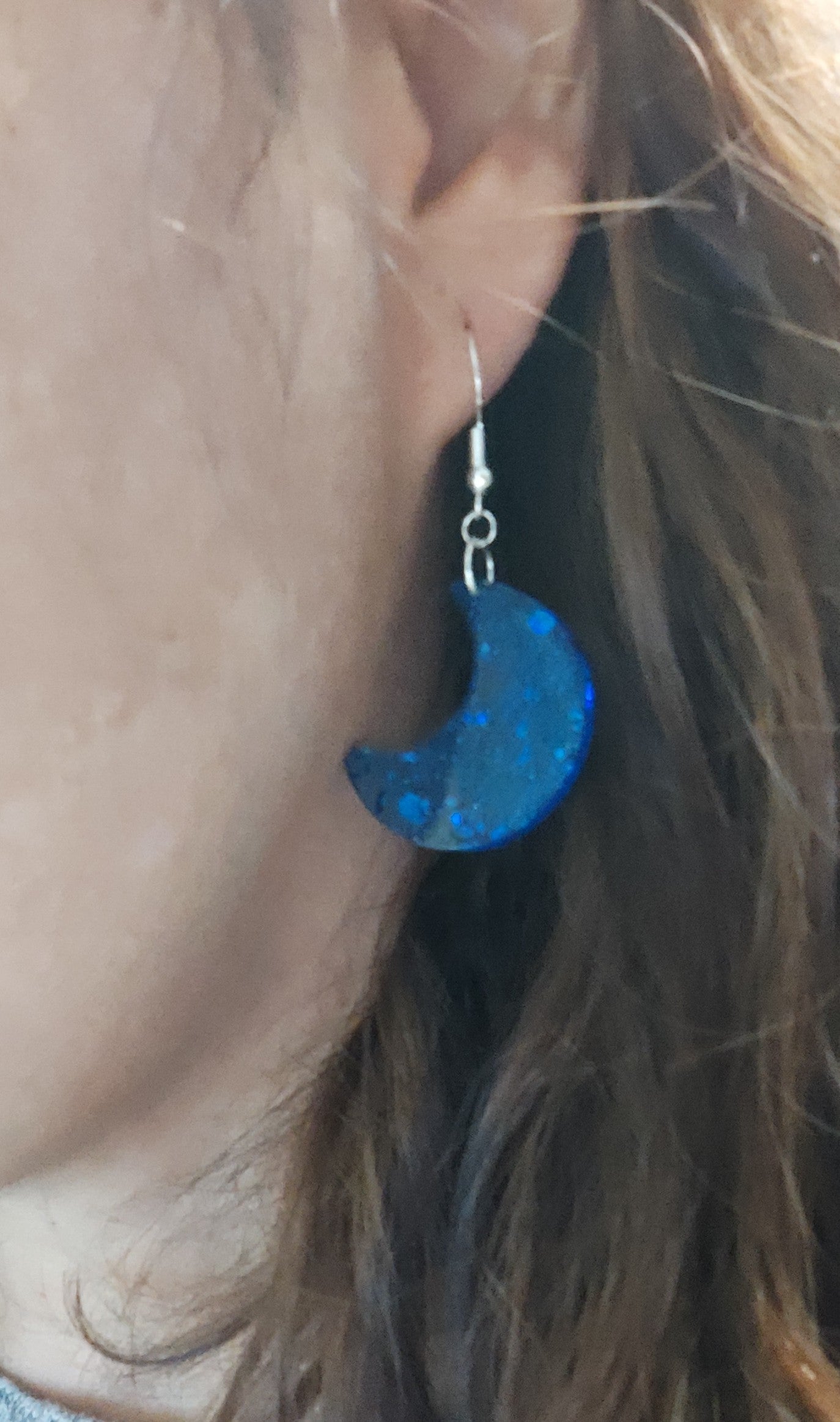 Earrings - Resin moon on silver hook