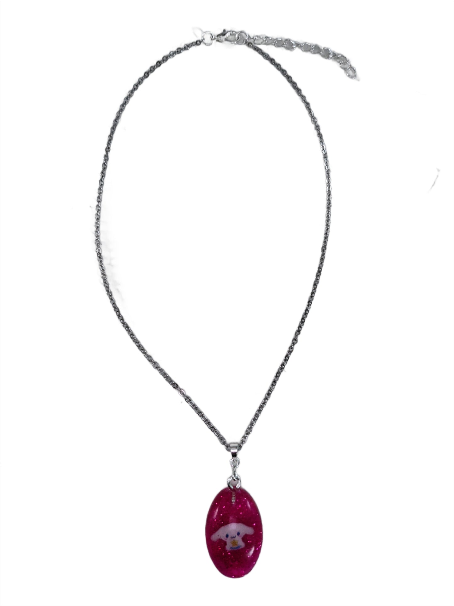 Necklace - 15.75 inches stainless steel link cable chain with resin Cinnamoroll character pendant