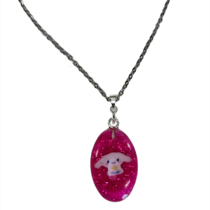 Necklace - 15.75 inches stainless steel link cable chain with resin Cinnamoroll character pendant