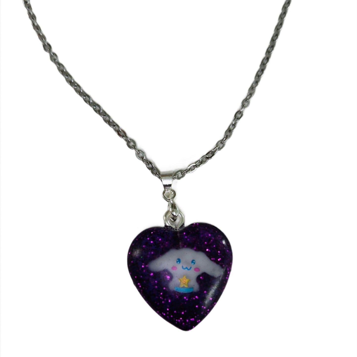 Necklace - 15.75 inches stainless steel link cable chain with resin Cinnamoroll character pendant