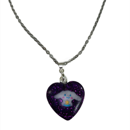 Necklace - 15.75 inches stainless steel link cable chain with resin Cinnamoroll character pendant
