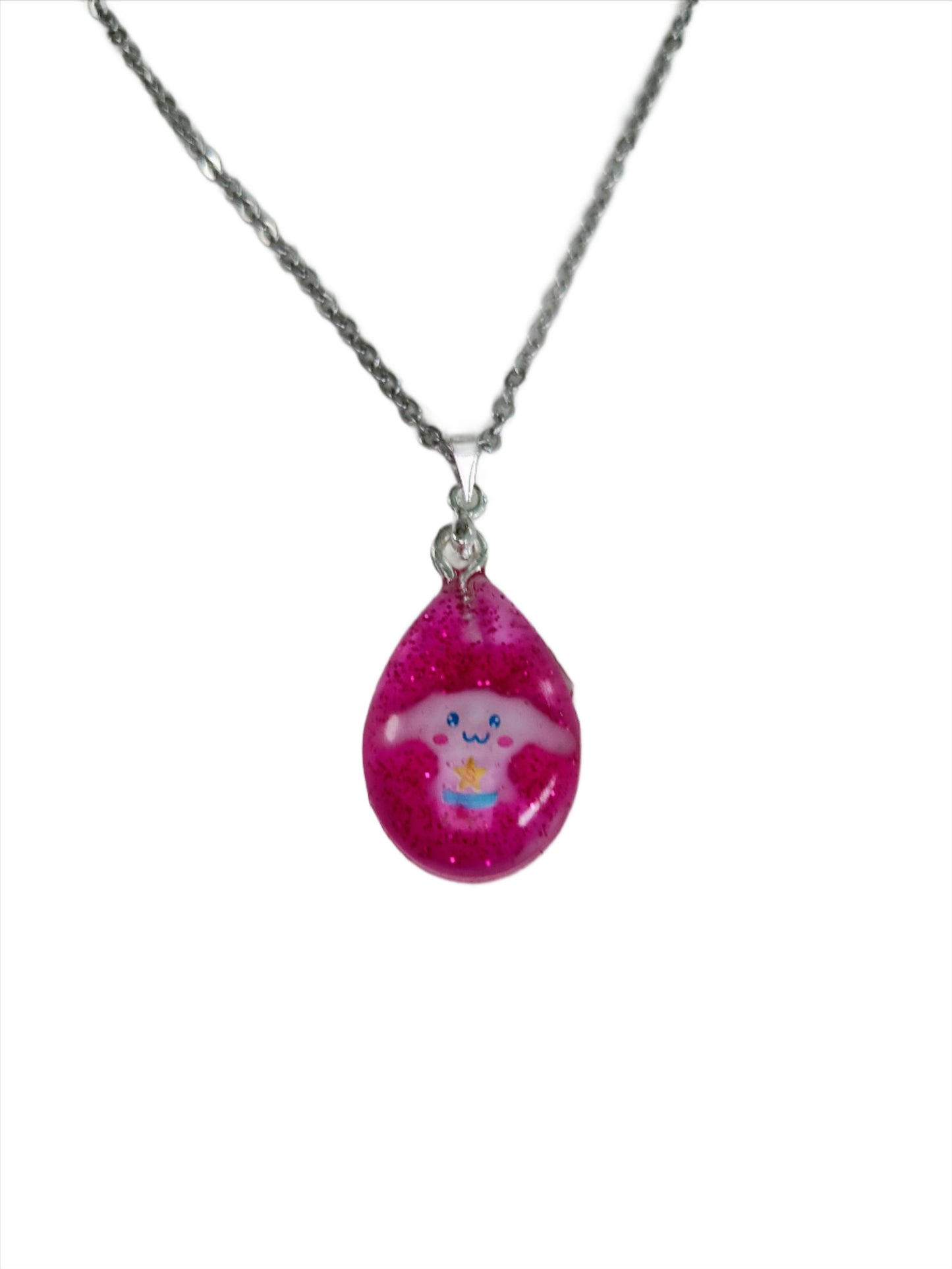 Necklace - 15.75 inches stainless steel link cable chain with resin Cinnamoroll character pendant