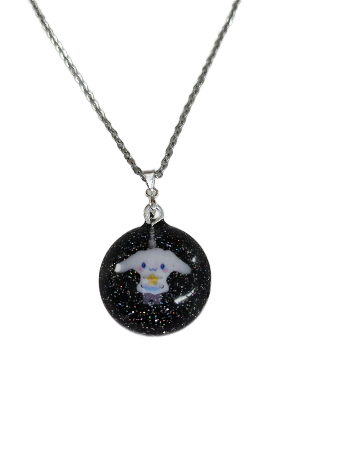 Necklace - 15.75 inches stainless steel link cable chain with resin Cinnamoroll character pendant