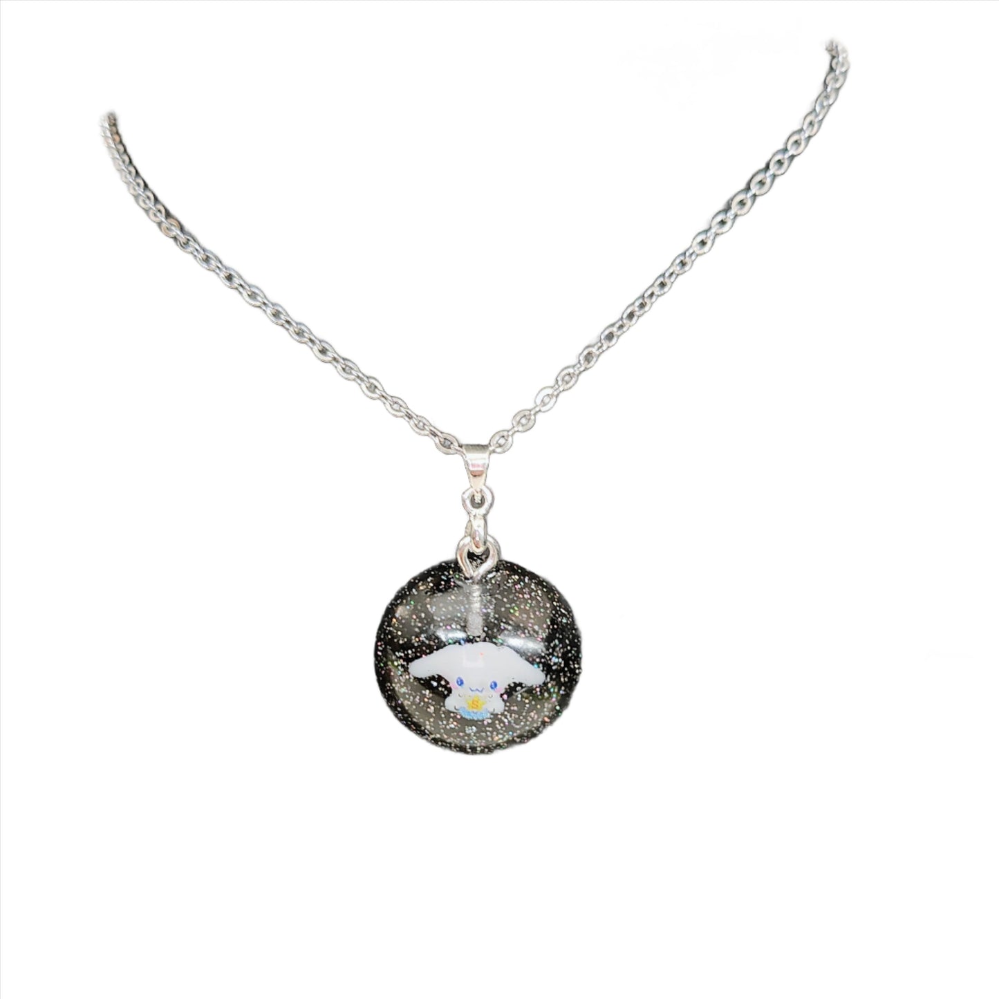 Necklace - 15.75 inches stainless steel link cable chain with resin Cinnamoroll character pendant