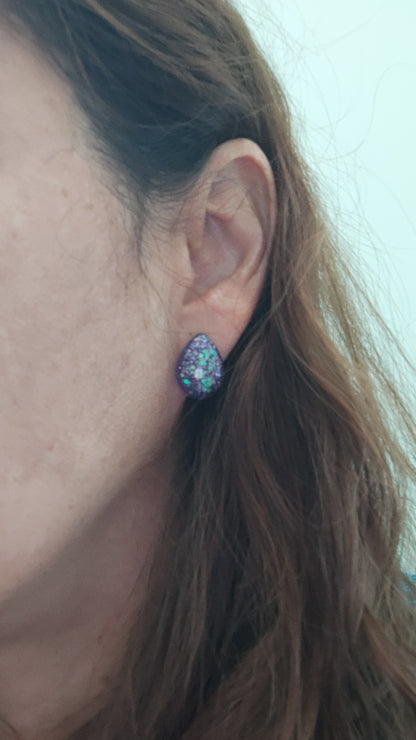 Earrings - Small resin teardrop on post