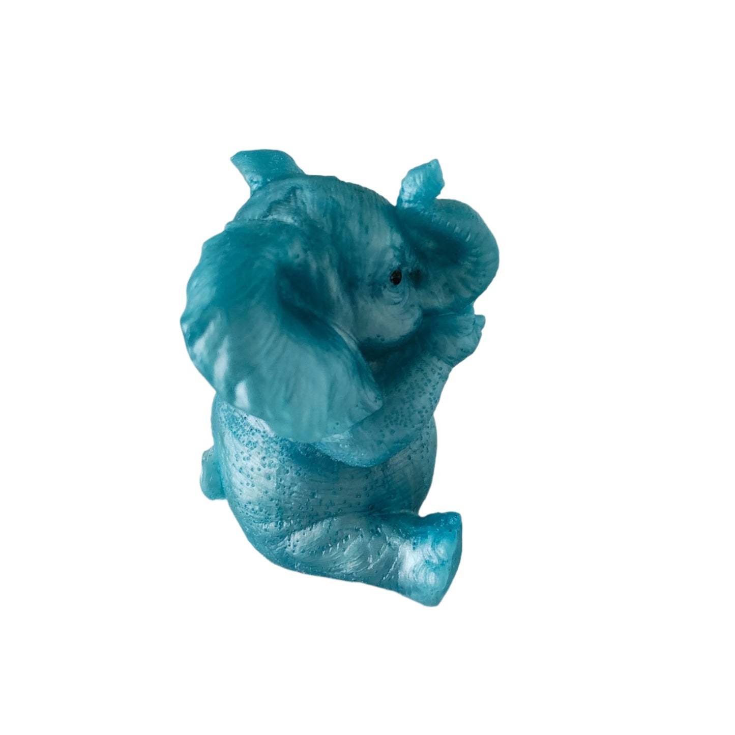 Handmade Blue Resin Elephant Trinket – See, Hear, or Say No Evil