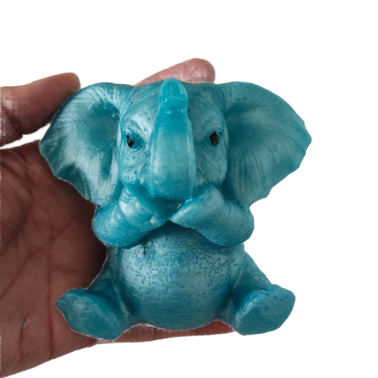 Handmade Blue Resin Elephant Trinket – See, Hear, or Say No Evil