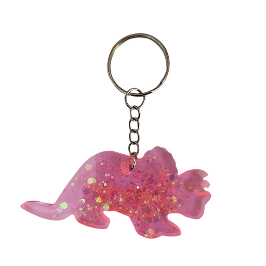 Keychain - Triceratops resin dinosaur