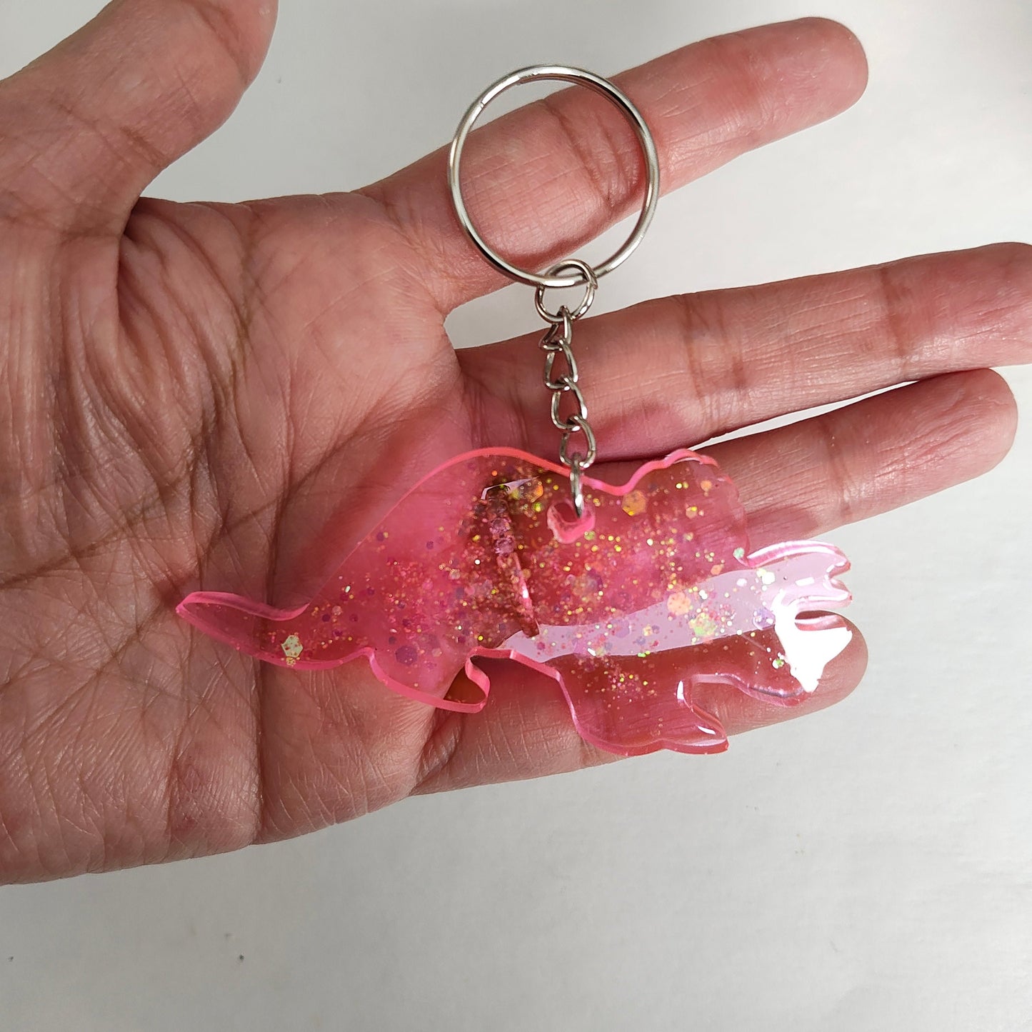 Keychain - Triceratops resin dinosaur