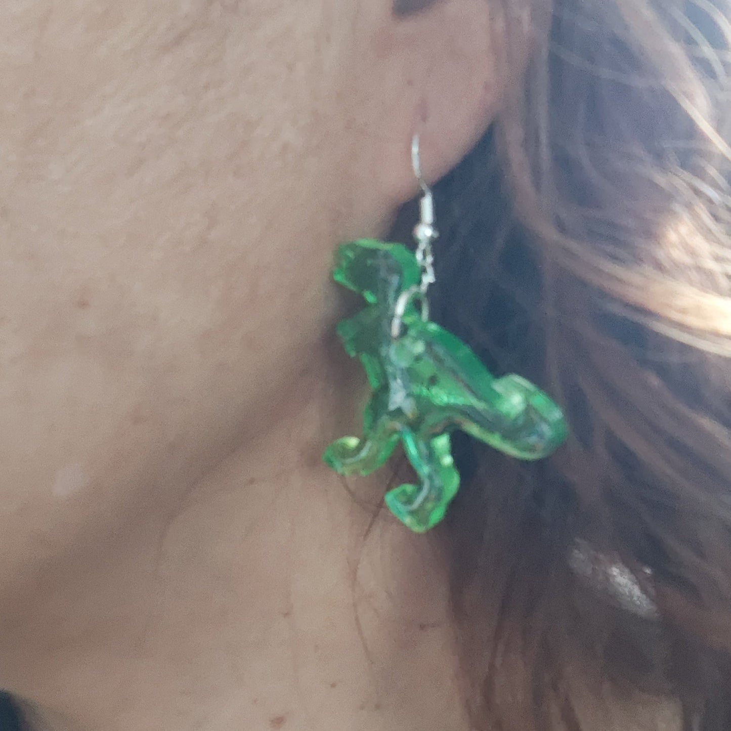 Earrings - Resin dinosaur on hook