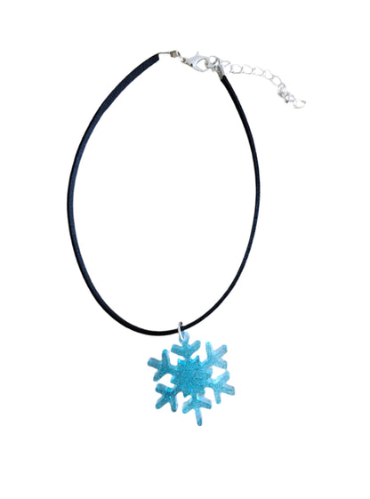 Necklace - 11.5 inches black suede cord with resin holiday pendant