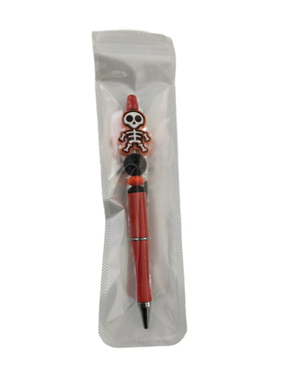 Pen - Skeleton silicon beaded acrylic pen (black ink)