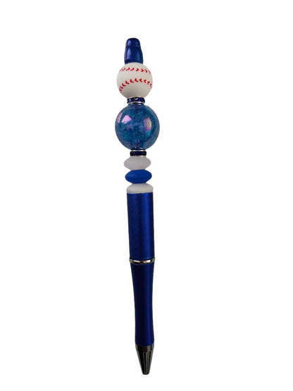 Pen - Baseball silicon beaded acrylic pen (black ink)