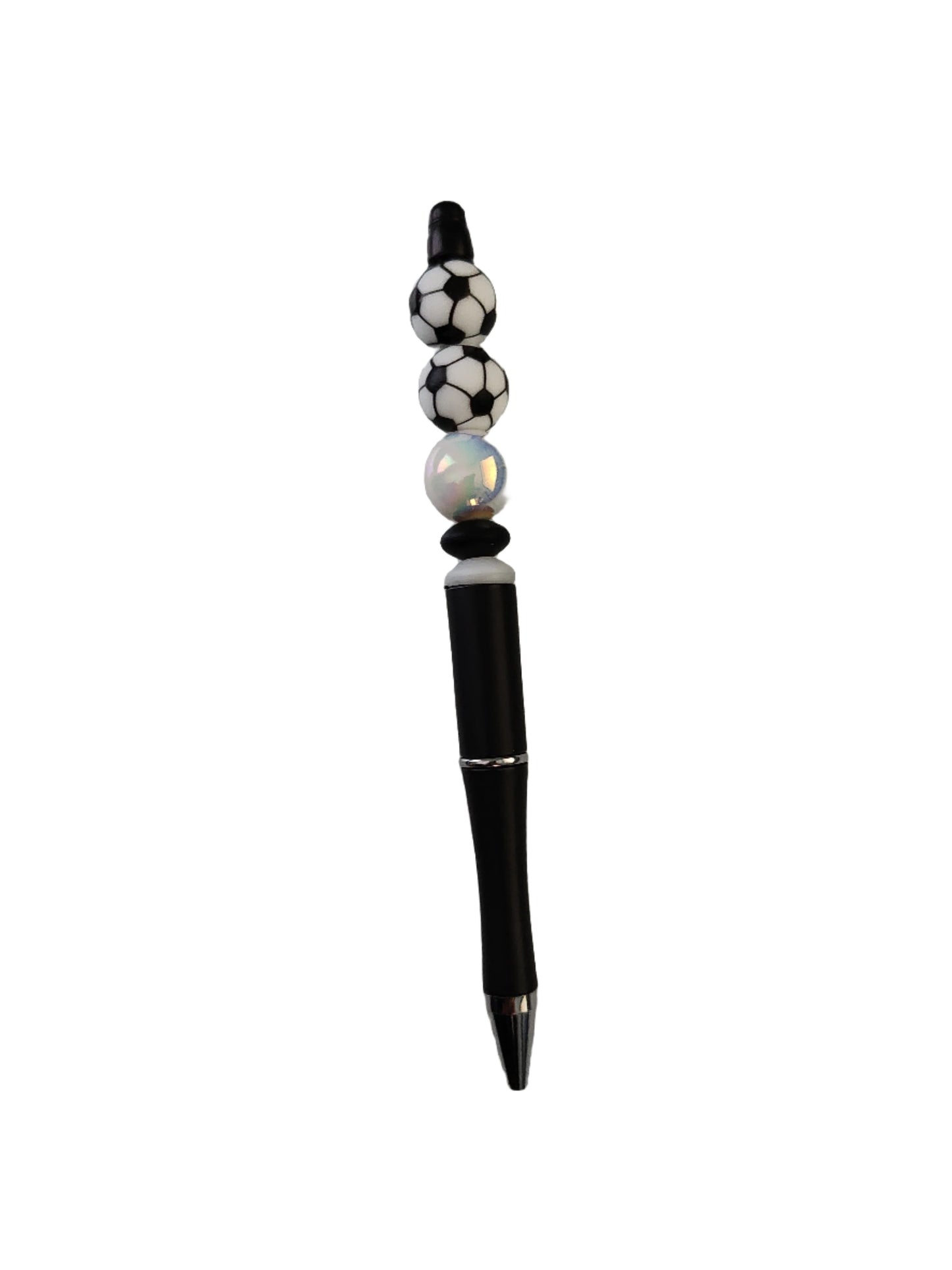 Pen - Soccer silicon beaded acrylic pen (black ink)