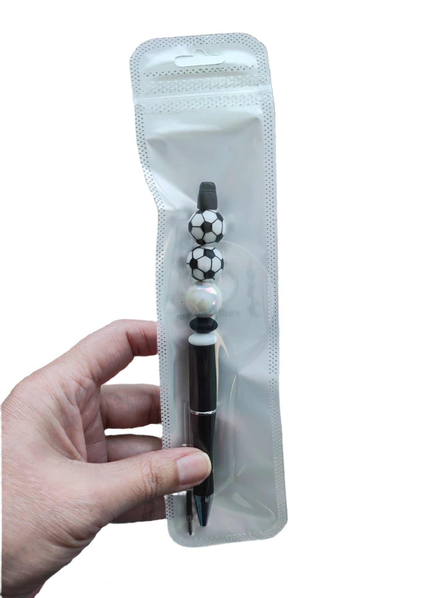 Pen - Soccer silicon beaded acrylic pen (black ink)