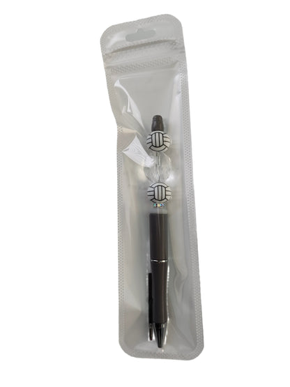 Pen - Volleyball silicon beaded acrylic pen (black ink)