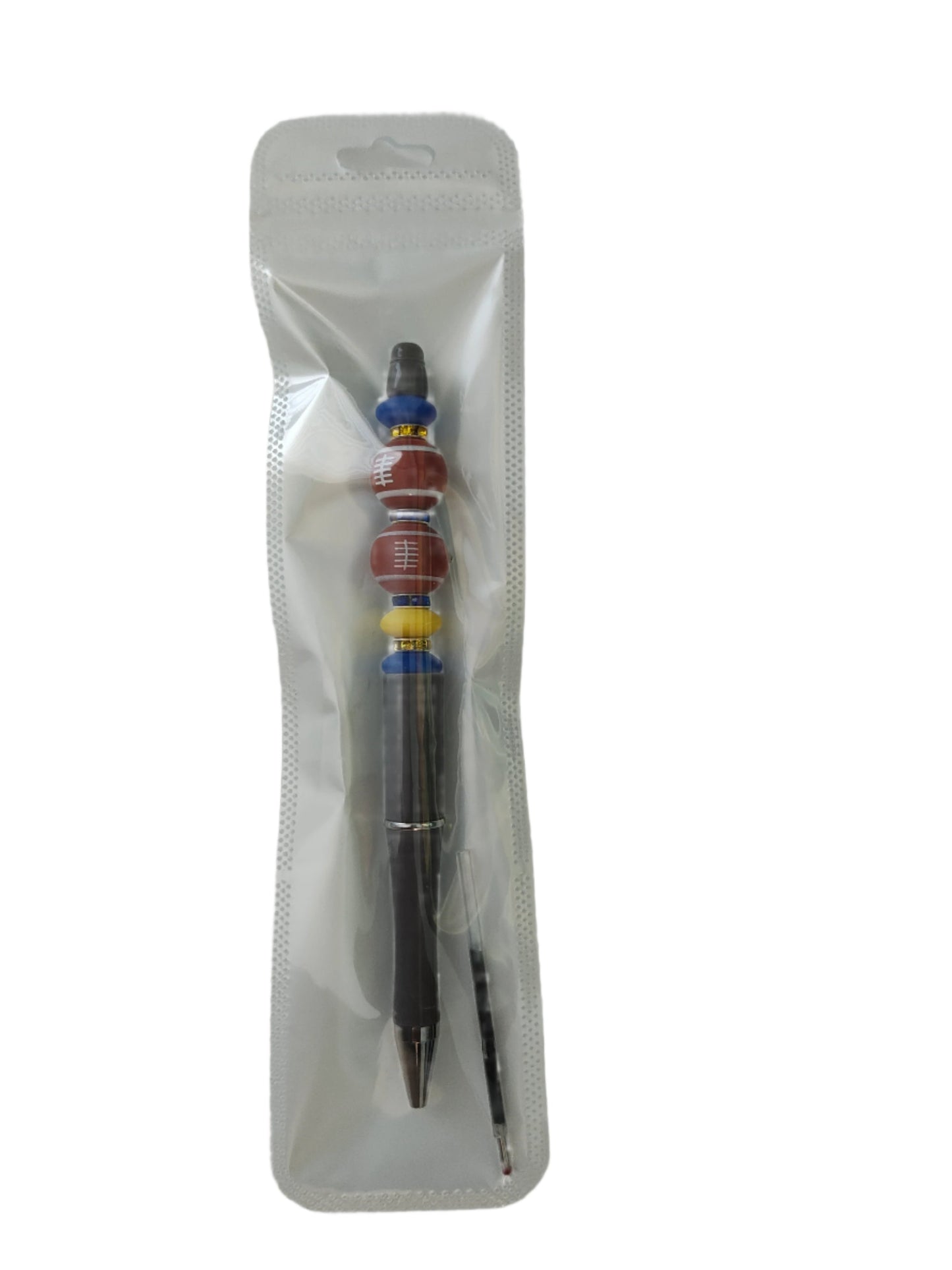 Pen - Football silicon beaded acrylic pen (black ink)