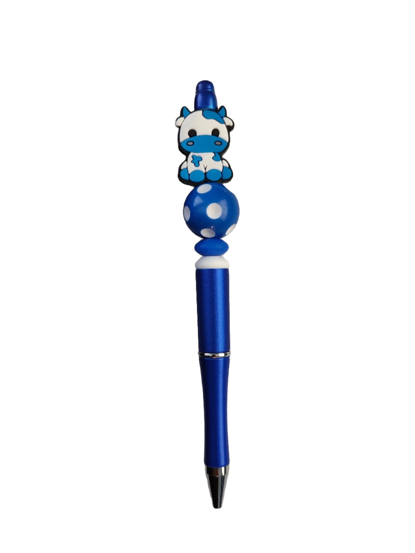 Pen - Cow silicon beaded acrylic pen (black ink)